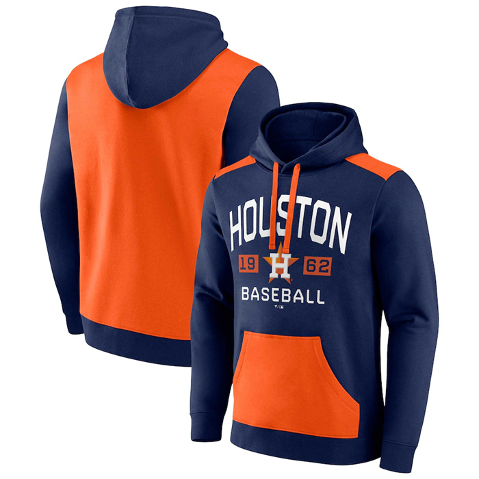 Men's Houston Astros Navy Orange Chip In Pullover Hoodie Men's Houston Astros Navy Orange Chip In Pullover Hoodie