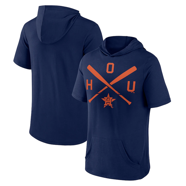 Men's Houston Astros Navy Short Sleeve Pullover HoodieS Men's Houston Astros Navy Short Sleeve Pullover HoodieS