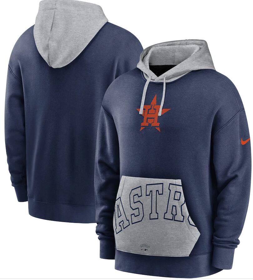 Men's Houston Astros Nike Navy Gray Heritage Tri Blend Pullover Hoodie Men's Houston Astros Nike Navy Gray Heritage Tri Blend Pullover Hoodie