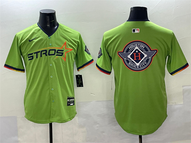 Men's Houston Astros Team Big Logo Green 2025 City Connect Limited Stitched Baseball Jersey Men's Houston Astros Team Big Logo Green 2025 City Connect Limited Stitched Baseball Jersey