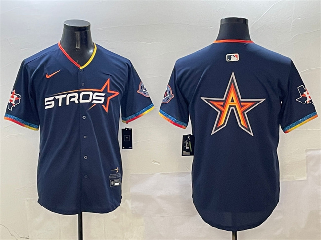 Men's Houston Astros Team Big Logo Navy 2025 City Connect With Texas Patch Limited Stitched Baseball Jersey 001 Men's Houston Astros Team Big Logo Navy 2025 City Connect With Texas Patch Limited Stitched Baseball Jersey 001
