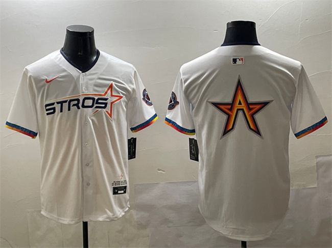Men's Houston Astros Team Big Logo White 2025 City Connect Limited Stitched Baseball Jersey 001 Men's Houston Astros Team Big Logo White 2025 City Connect Limited Stitched Baseball Jersey 001
