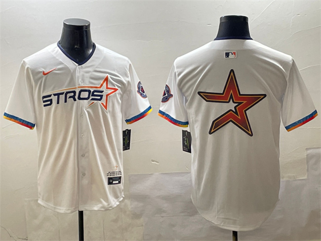 Men's Houston Astros Team Big Logo White 2025 City Connect Limited Stitched Baseball Jersey 002 Men's Houston Astros Team Big Logo White 2025 City Connect Limited Stitched Baseball Jersey 002