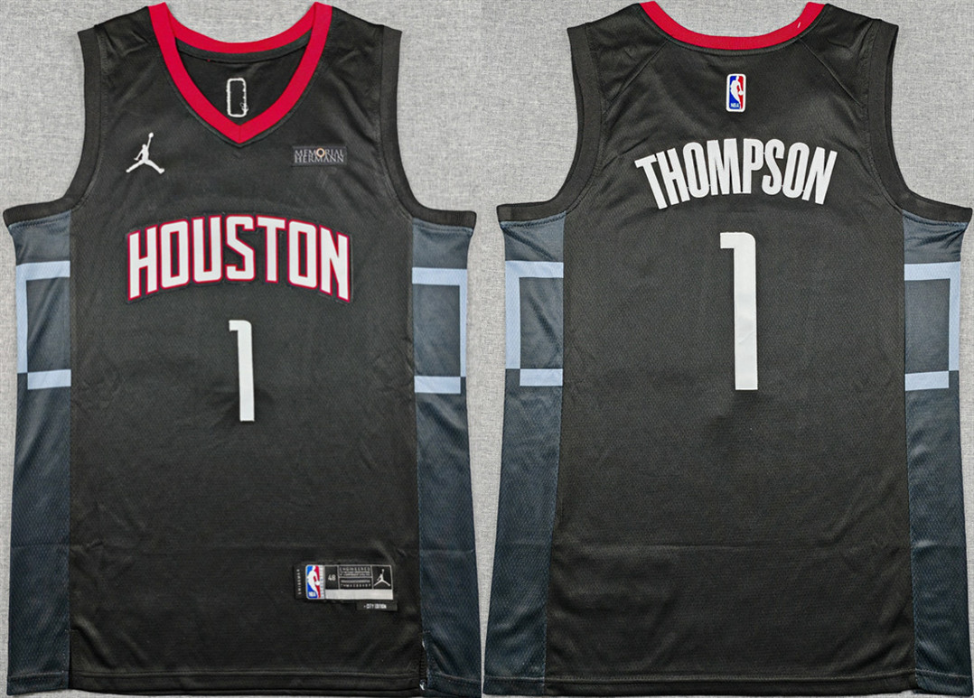 Men's Houston Rockets #1 Amen Thompson Black Statement Edition Stitched Jersey Men's Houston Rockets #1 Amen Thompson Black Statement Edition Stitched Jersey
