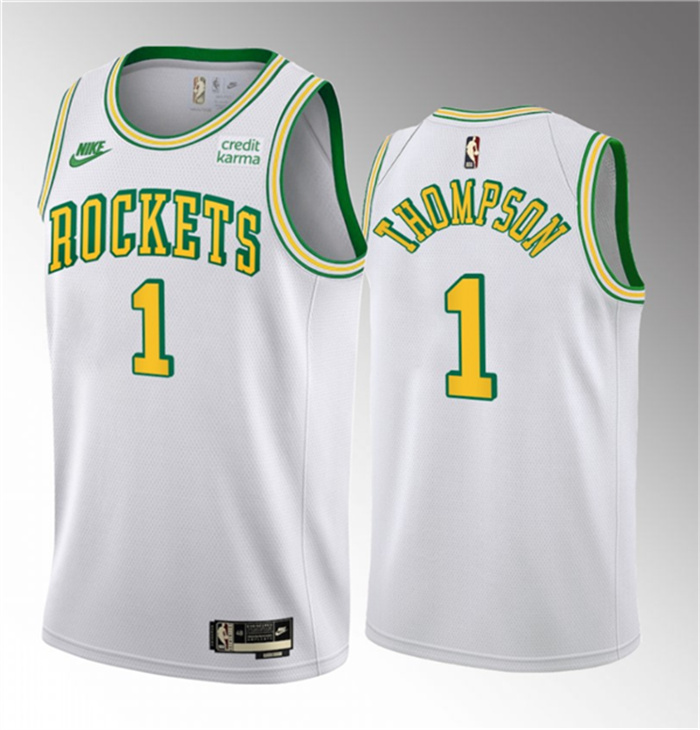 Men's Houston Rockets #1 Amen Thompson White 2023 Draft Classic Edition Stitched Basketball Jersey Men's Houston Rockets #1 Amen Thompson White 2023 Draft Classic Edition Stitched Basketball Jersey