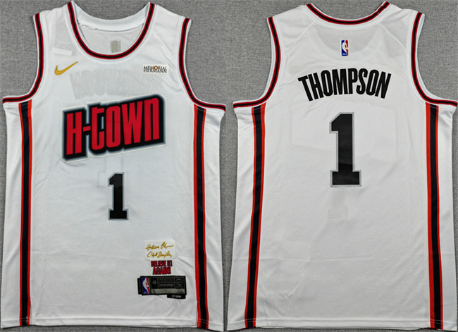 Men's Houston Rockets #1 Amen Thompson White 2024 25 City Edition Stitched Jersey Men's Houston Rockets #1 Amen Thompson White 2024 25 City Edition Stitched Jersey