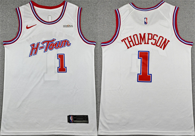 Men's Houston Rockets #1 Amen Thompson White 2025-26 City Edition Stitched Jersey Men's Houston Rockets #1 Amen Thompson White 2025-26 City Edition Stitched Jersey