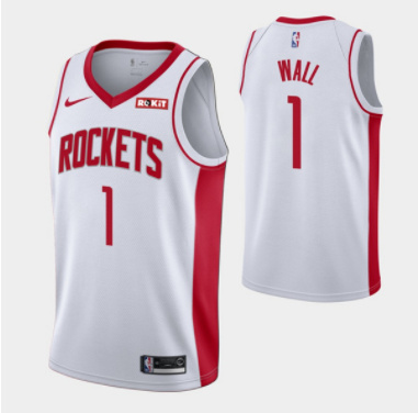 Men's Houston Rockets #1 John Wall White Stitched Basketball Jersey