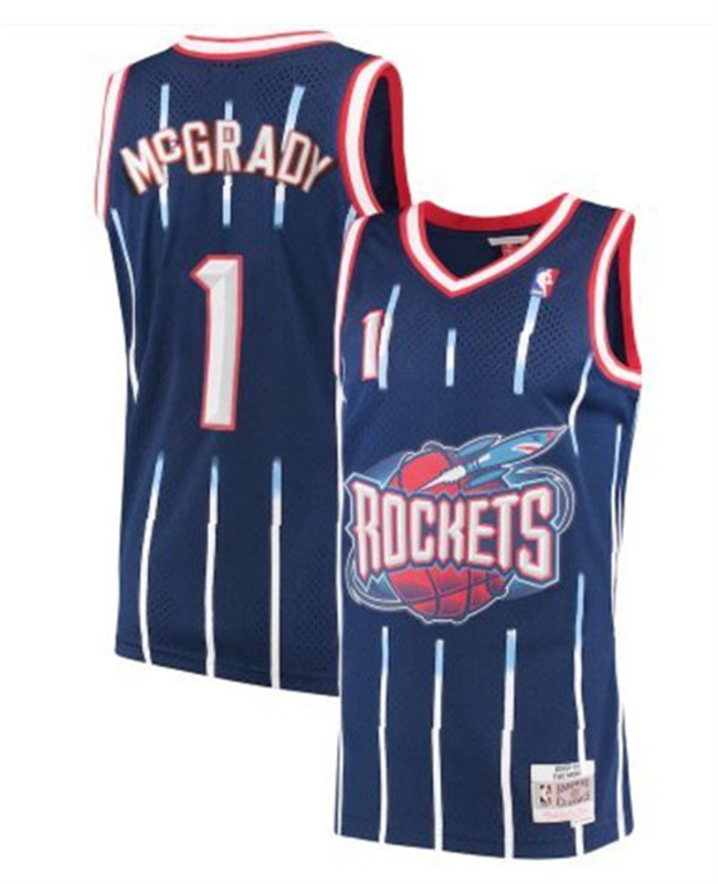 Men's Houston Rockets #1 Tracy McGrady Navy Throwback Stitched Basketball Jersey Men's Houston Rockets #1 Tracy McGrady Navy Throwback Stitched Basketball Jersey