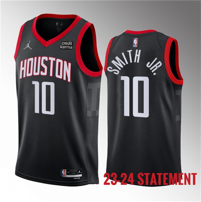 Men's Houston Rockets #10 Jabari Smith Jr. Black 2023 Statement Edition Stitched Basketball Jersey Men's Houston Rockets #10 Jabari Smith Jr. Black 2023 Statement Edition Stitched Basketball Jersey