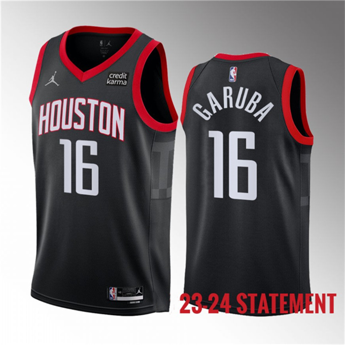 Men's Houston Rockets #16 Usman Garuba Black 2023 Statement Edition Stitched Basketball Jersey Men's Houston Rockets #16 Usman Garuba Black 2023 Statement Edition Stitched Basketball Jersey
