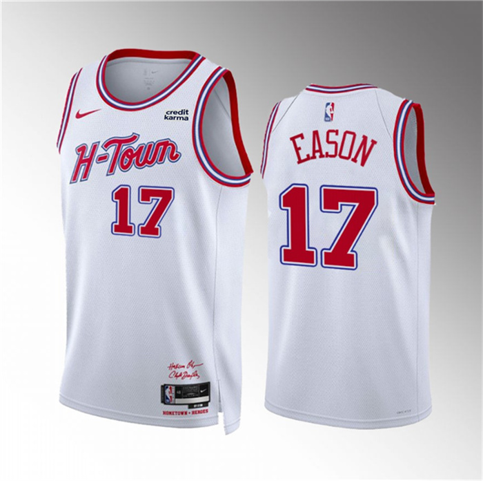 Men's Houston Rockets #17 Tari Eason White 2023 24 City Edition Stitched Jersey Men's Houston Rockets #17 Tari Eason White 2023 24 City Edition Stitched Jersey