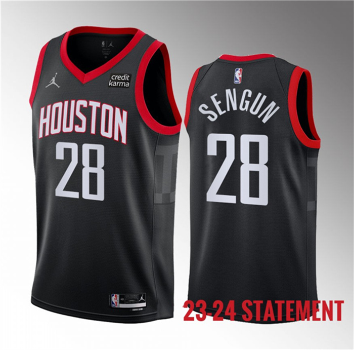 Men's Houston Rockets #28 Alperen Sengun Black 2023 Statement Edition Stitched Basketball Jersey Men's Houston Rockets #28 Alperen Sengun Black 2023 Statement Edition Stitched Basketball Jersey
