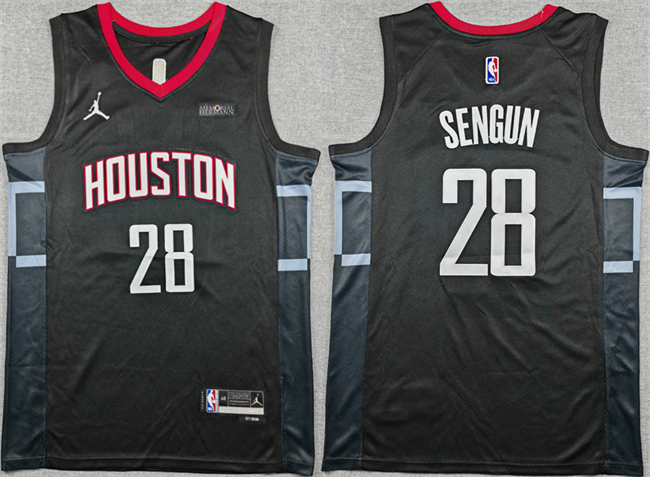Men's Houston Rockets #28 Alperen Sengun Black Statement Edition Stitched Jersey Men's Houston Rockets #28 Alperen Sengun Black Statement Edition Stitched Jersey