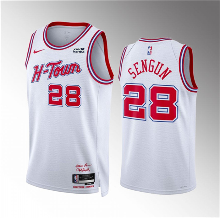 Men's Houston Rockets #28 Alperen Sengun White 2023 24 City Edition Stitched Jersey Men's Houston Rockets #28 Alperen Sengun White 2023 24 City Edition Stitched Jersey