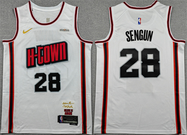 Men's Houston Rockets #28 Alperen Sengun White 2024 25 City Edition Stitched Jersey Men's Houston Rockets #28 Alperen Sengun White 2024 25 City Edition Stitched Jersey
