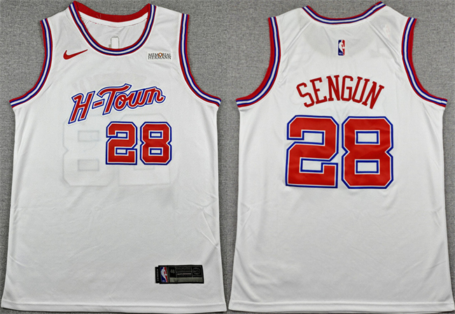 Men's Houston Rockets #28 Alperen Sengun White 2025-26 City Edition Stitched Jersey Men's Houston Rockets #28 Alperen Sengun White 2025-26 City Edition Stitched Jersey