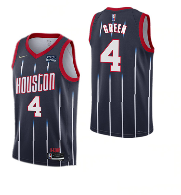 Men's Houston Rockets #4 Jalen Green 2021 22 City Edition 75th Anniversary Navy Stitched Basketball Jersey Men's Houston Rockets #4 Jalen Green 2021 22 City Edition 75th Anniversary Navy Stitched Basketball Jersey