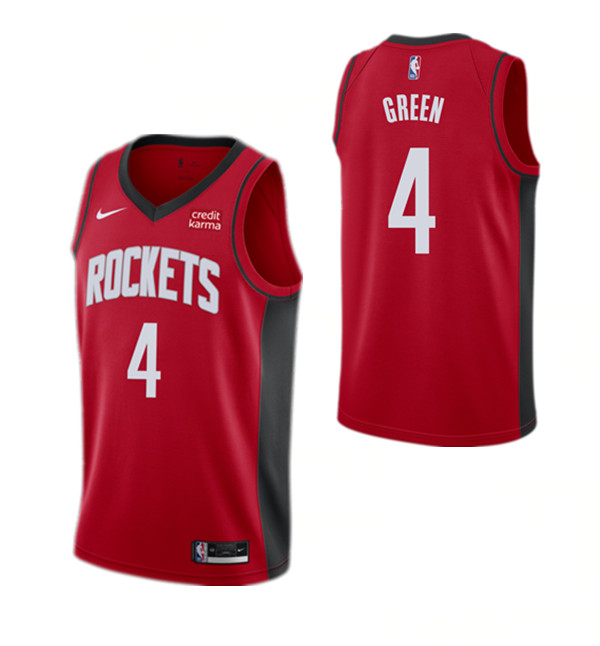 Men's Houston Rockets #4 Jalen Green Red Stitched Basketball Jersey Men's Houston Rockets #4 Jalen Green Red Stitched Basketball Jersey
