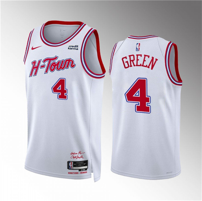 Men's Houston Rockets #4 Jalen Green White 2023 24 City Edition Stitched Jersey Men's Houston Rockets #4 Jalen Green White 2023 24 City Edition Stitched Jersey