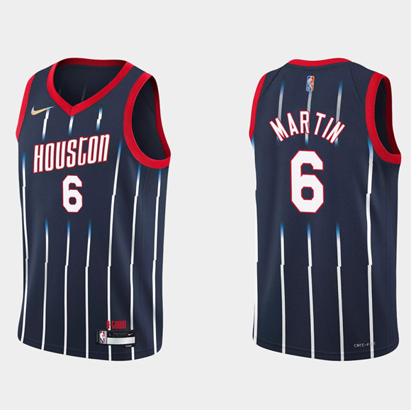 Men's Houston Rockets #6 Kenyon Martin Jr. 2021 22 City Edition 75th Anniversary Navy Stitched Basketball Jersey Men's Houston Rockets #6 Kenyon Martin Jr. 2021 22 City Edition 75th Anniversary Navy Stitched Basketball Jersey