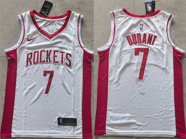 Men's Houston Rockets #7 Kevin Durant White 2025 Association Edition Stitched Jersey Men's Houston Rockets #7 Kevin Durant White 2025 Association Edition Stitched Jersey