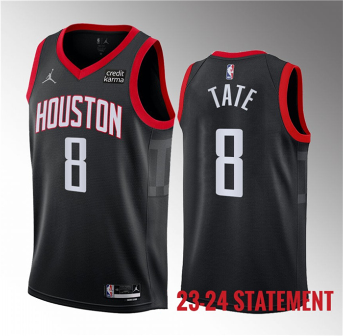 Men's Houston Rockets #8 Jae'Sean Tate Black 2023 Statement Edition Stitched Basketball Jersey Men's Houston Rockets #8 Jae'Sean Tate Black 2023 Statement Edition Stitched Basketball Jersey