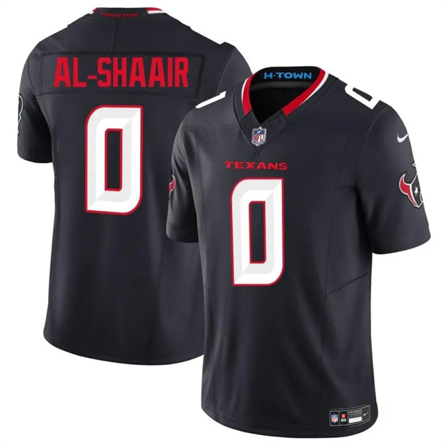 Men's Houston Texans #0 Azeez Al-Shaair Navy 2025 F.U.S.E. Vapor Limited Stitched Football Jersey