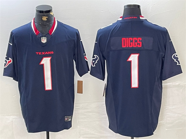 Men's Houston Texans #1 Stefon Diggs Navy F.U.S.E. Vapor Limited Stitched Football Jersey