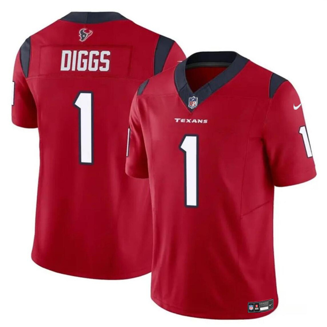 Men's Houston Texans #1 Stefon Diggs Red 2024 F.U.S.E Vapor Untouchable Stitched Football Jersey Men's Houston Texans #1 Stefon Diggs Red 2024 F.U.S.E Vapor Untouchable Stitched Football Jersey