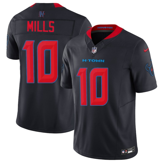 Men's Houston Texans #10 Davis Mills Navy 2nd Alternate 2025 F.U.S.E. Vapor Limited Stitched Football Jersey