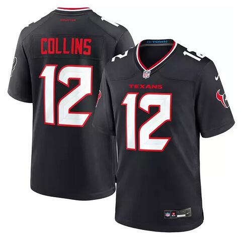 Men's Houston Texans #12 Nico Collins Navy Stitched Game Jersey Men's Houston Texans #12 Nico Collins Navy Stitched Game Jersey