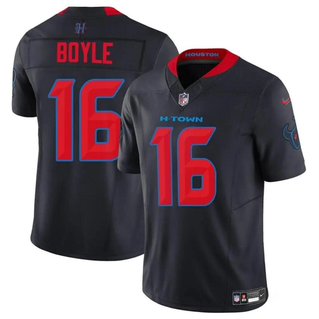 Men's Houston Texans #16 Tim Boyle Navy 2024 2nd Alternate F.U.S.E Vapor Stitched Jersey Men's Houston Texans #16 Tim Boyle Navy 2024 2nd Alternate F.U.S.E Vapor Stitched Jersey