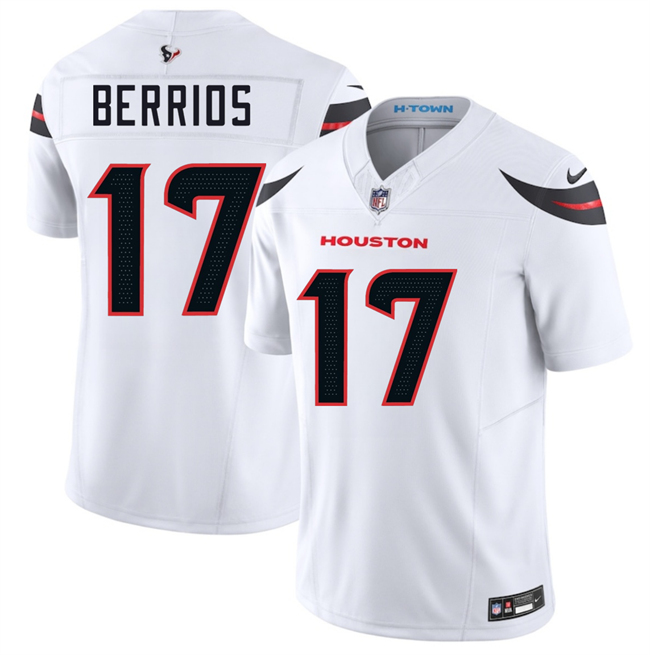 Men's Houston Texans #17 Braxton Berrios White 2024 Vapor F.U.S.E. Limited Stitched Jersey