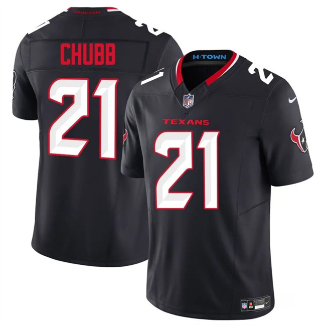 Men's Houston Texans #21 Nick Chubb Navy 2025 F.U.S.E. Vapor Limited Stitched Football Jersey