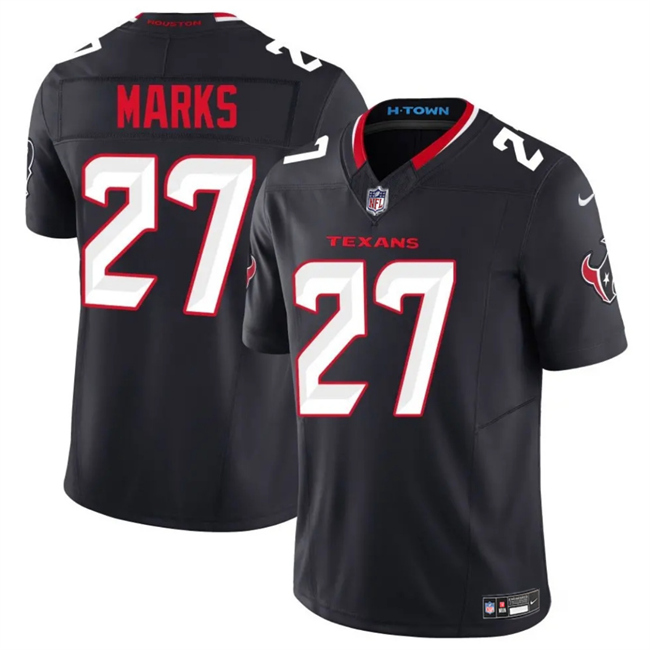 Men's Houston Texans #27 Woody Marks Navy 2025 F.U.S.E. Vapor Limited Stitched Football Jersey