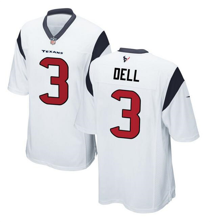 Men's Houston Texans #3 Tank Dell White Stitched Game Football Jersey Men's Houston Texans #3 Tank Dell White Stitched Game Football Jersey