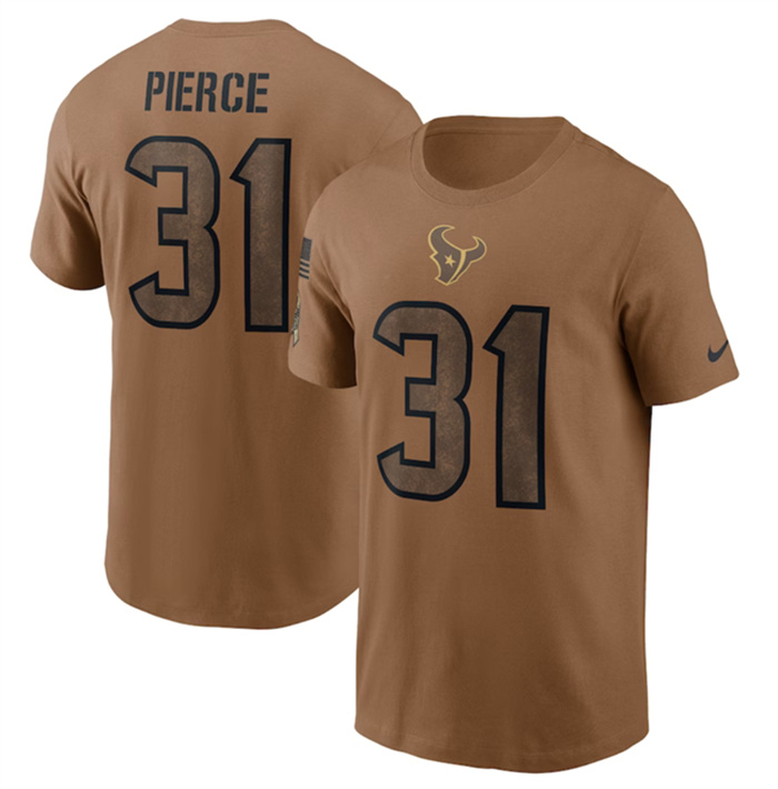 Men's Houston Texans #31 Dameon Pierce 2023 Brown Salute To Service Name & Number T-Shirt Men's Houston Texans #31 Dameon Pierce 2023 Brown Salute To Service Name & Number T-Shirt