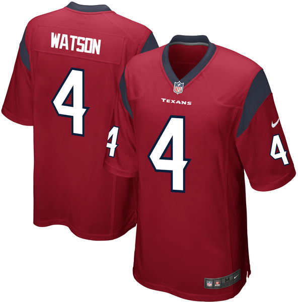 Men's Houston Texans #4 Deshaun Watson Nike Red 2017 Draft Pick Game Jersey Men's Houston Texans #4 Deshaun Watson Nike Red 2017 Draft Pick Game Jersey