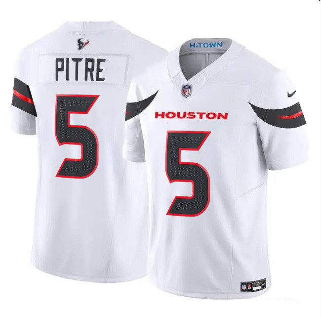 Men's Houston Texans #5 Jalen Pitre White 2024 Vapor F.U.S.E. Limited Stitched Jersey Men's Houston Texans #5 Jalen Pitre White 2024 Vapor F.U.S.E. Limited Stitched Jersey