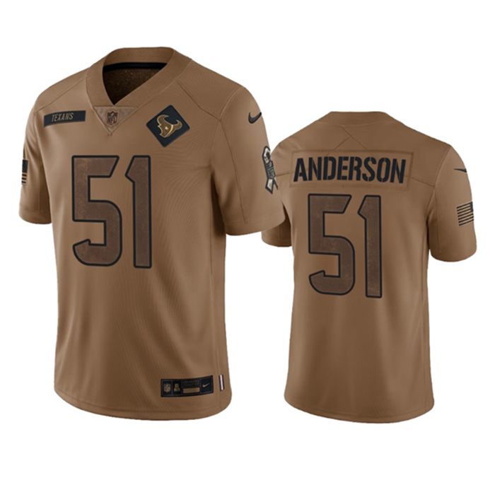 Men's Houston Texans #51 Will Anderson Jr. 2023 Brown Salute To Service Limited Stitched Jersey Men's Houston Texans #51 Will Anderson Jr. 2023 Brown Salute To Service Limited Stitched Jersey