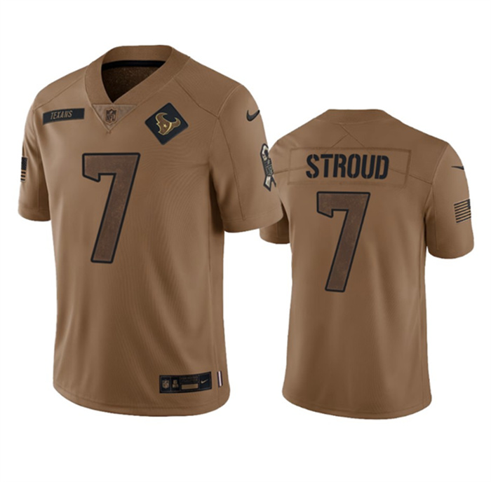Men's Houston Texans #7 C.J. Stroud 2023 Brown Salute To Service Limited Stitched Jersey Men's Houston Texans #7 C.J. Stroud 2023 Brown Salute To Service Limited Stitched Jersey