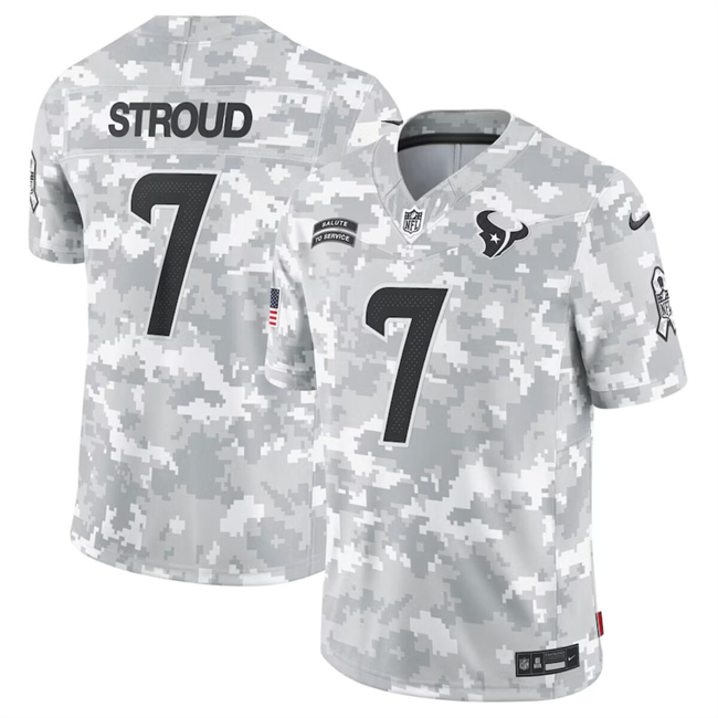 Men's Houston Texans #7 C.J. Stroud 2024 Arctic Camo Salute To Service Limited Stitched Football Jersey Men's Houston Texans #7 C.J. Stroud 2024 Arctic Camo Salute To Service Limited Stitched Football Jersey