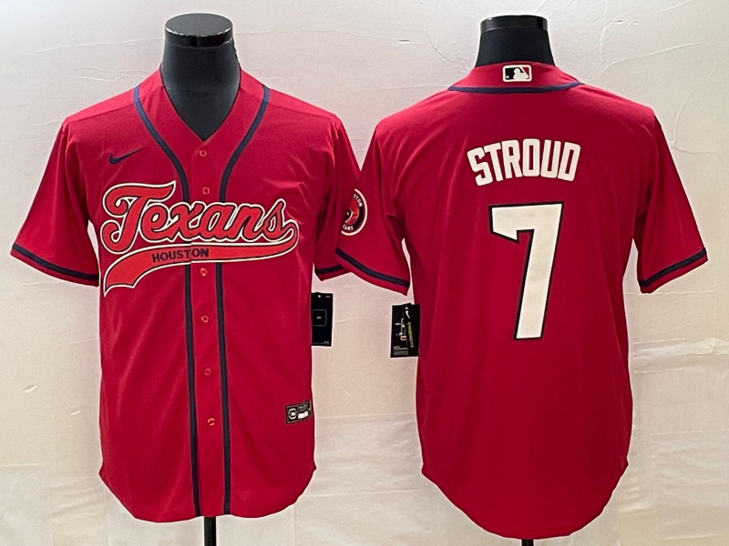 Men's Houston Texans #7 C.J. Stroud Red With Patch Cool Base Stitched Baseball Jersey Men's Houston Texans #7 C.J. Stroud Red With Patch Cool Base Stitched Baseball Jersey
