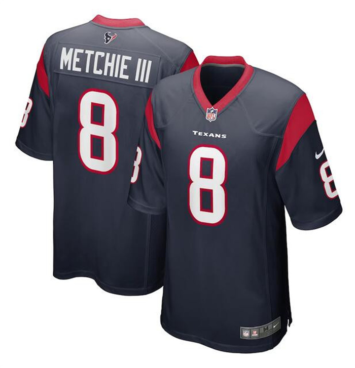 Men's Houston Texans #8 John Metchie III Navy Stitched Game Football Jersey Men's Houston Texans #8 John Metchie III Navy Stitched Game Football Jersey