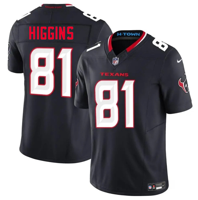 Men's Houston Texans #81 Jayden Higgins Navy 2025 Draft Vapor F.U.S.E. Limited Stitched Jersey