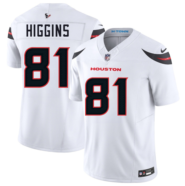 Men's Houston Texans #81 Jayden Higgins White 2025 Draft Vapor F.U.S.E. Limited Stitched Jersey
