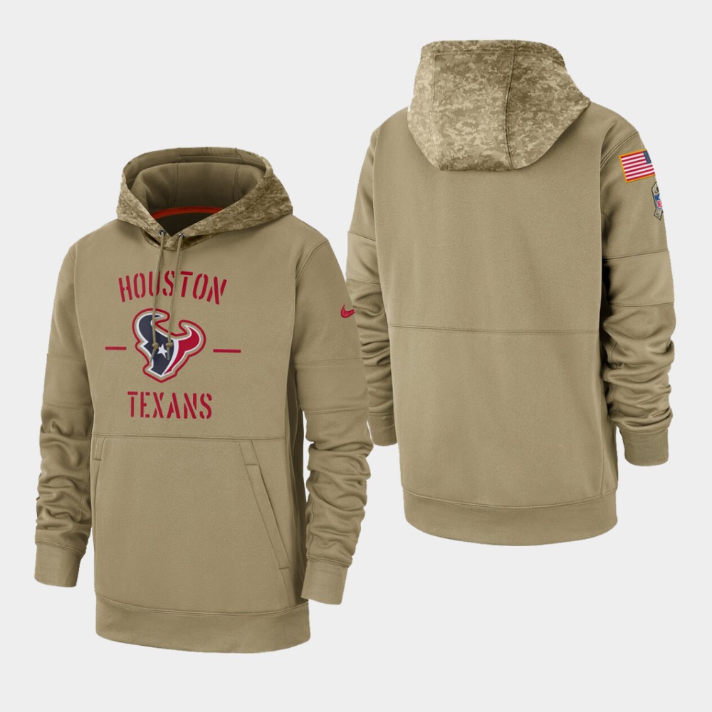 Men's Houston Texans 2019 Salute to Service Sideline Therma Pullover Hoodie Tan