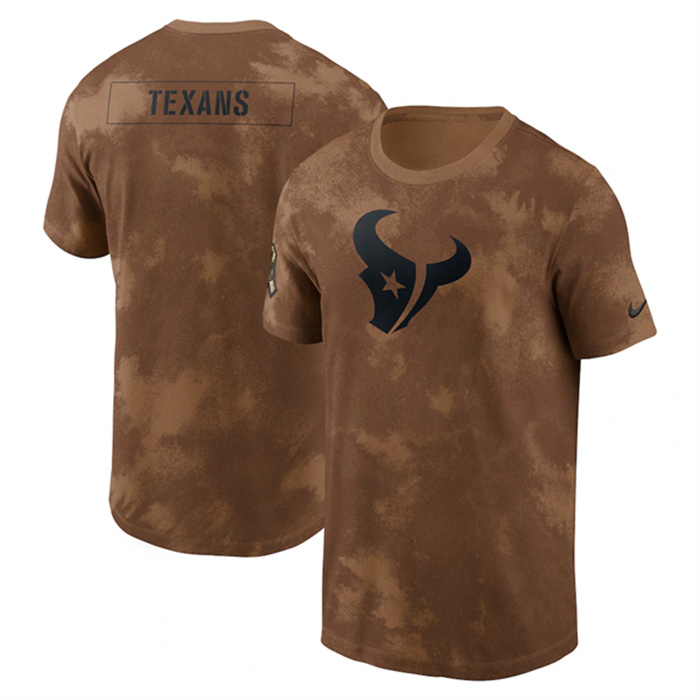 Men's Houston Texans 2023 Brown Salute To Service Sideline T-Shirt Men's Houston Texans 2023 Brown Salute To Service Sideline T-Shirt