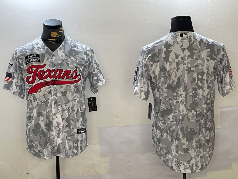 Men's Houston Texans Blank Camo With Patch Cool Base Stitched Baseball Jersey Men's Houston Texans Blank Camo With Patch Cool Base Stitched Baseball Jersey